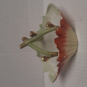 B15 :Vintage Floral Ceramic Dish with Gold Accents